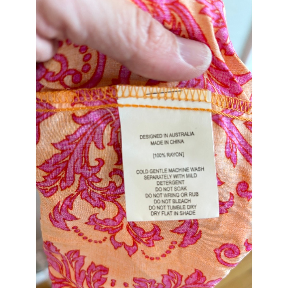 Abel The Label Maxi Dress Orange Pink Womens L Flattering Boho Summer Vacay - Picture 7 of 11
